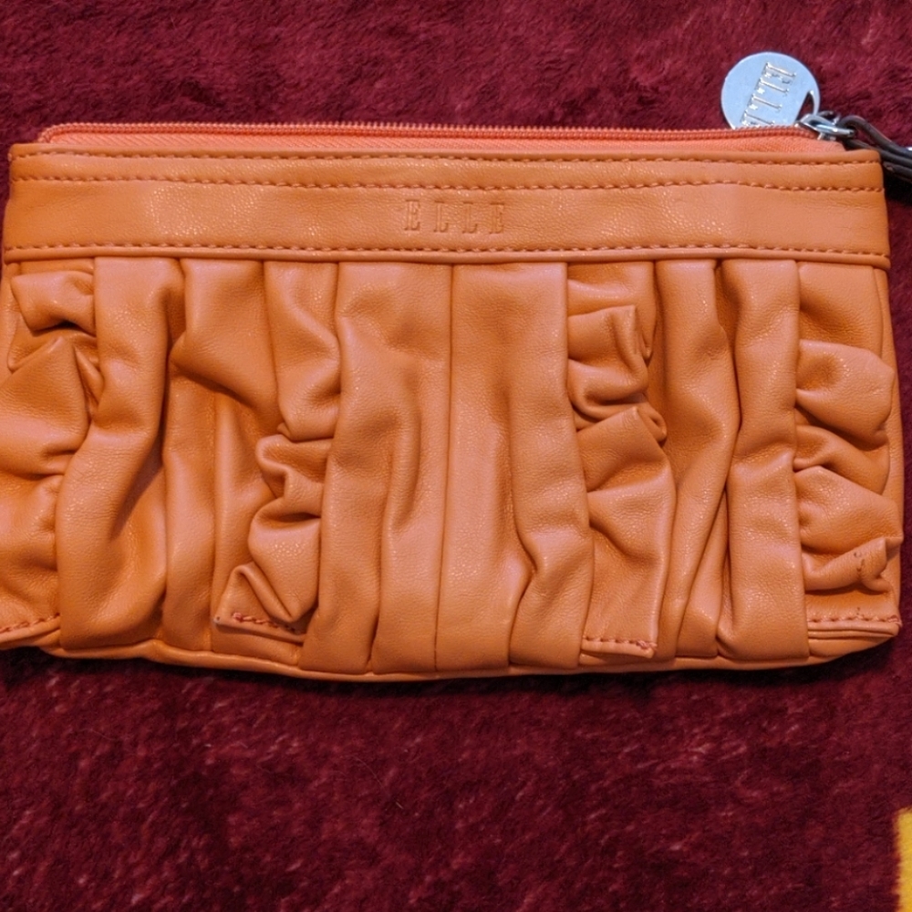 Elle Orange Ruffle Wristlet